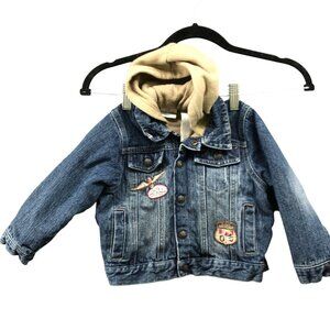VTG Koala Kids Lined Jean Jacket Boys 24M 2T Hooded Motorcycle Born To Ride